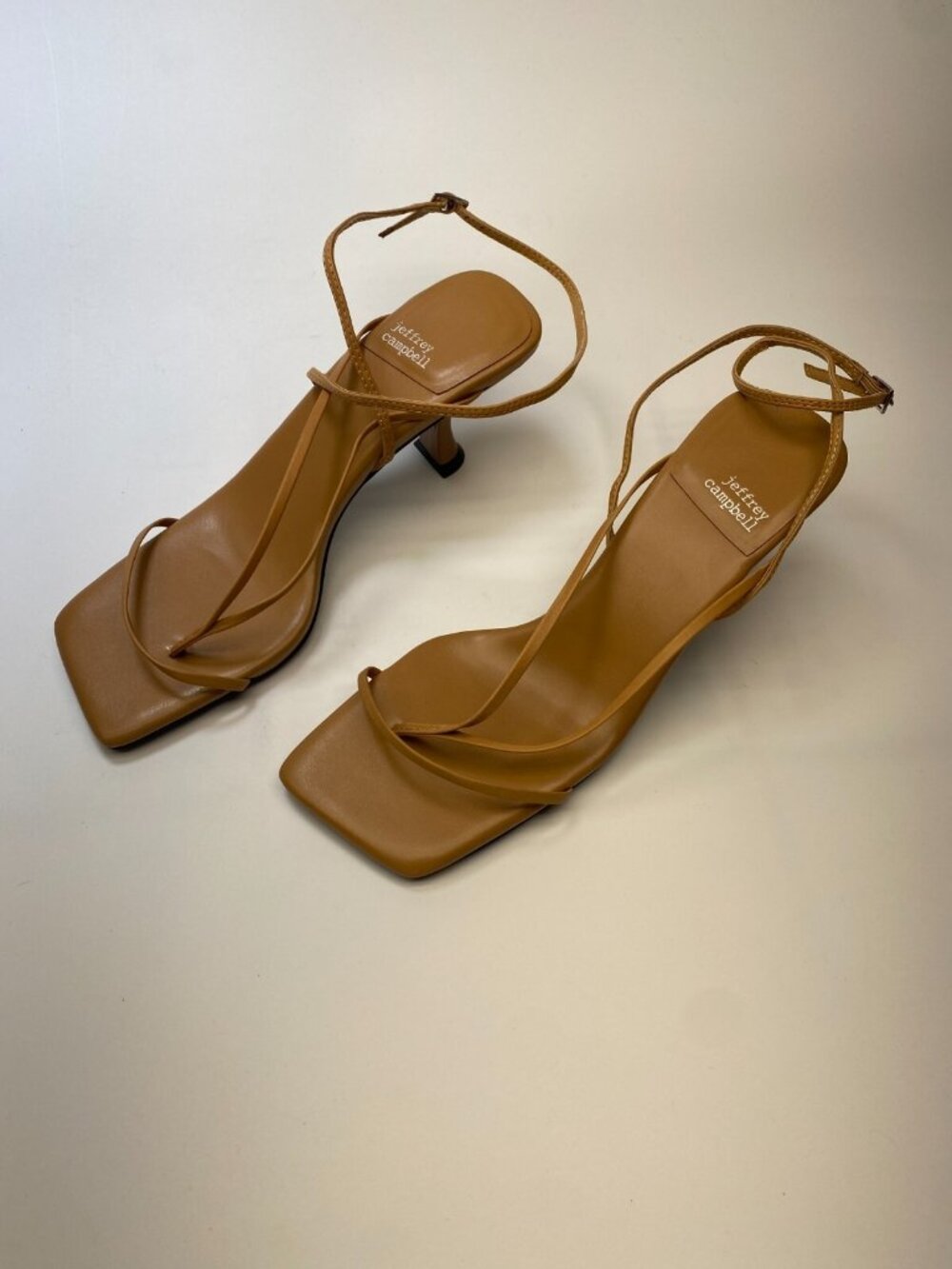 Jeffrey Campbell Womens Fluxx Strappy Tan Leather Heel Sandal Sz  9.5